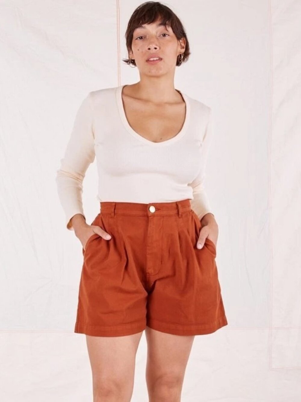 DISCONTINUED Big Bud Press BBP Trouser Shorts Burnt Terracotta Orange L
